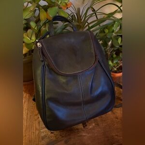 Leather Backpack Purse Black Tignanello Genuine Leather
